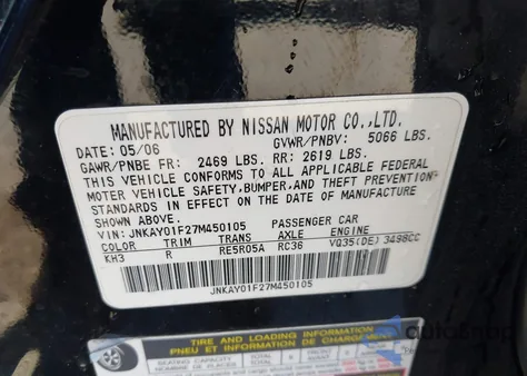 2007 Infiniti M35X z USA, uszkodzony, nr VIN JNKAY01F27M450105